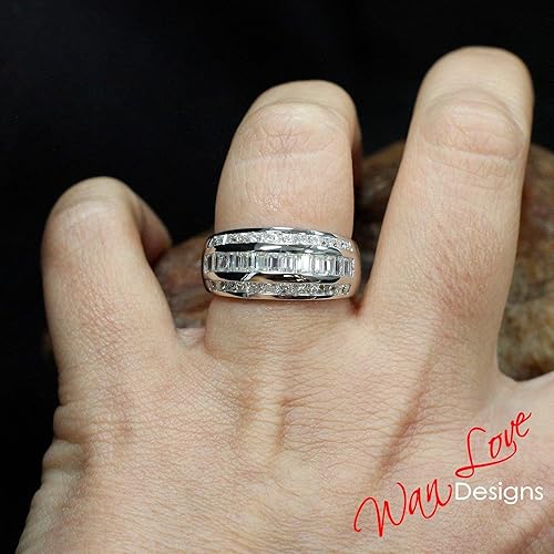 Round And Baguette Diamond Channel Set Mens Ring 7 5mm Shane Co