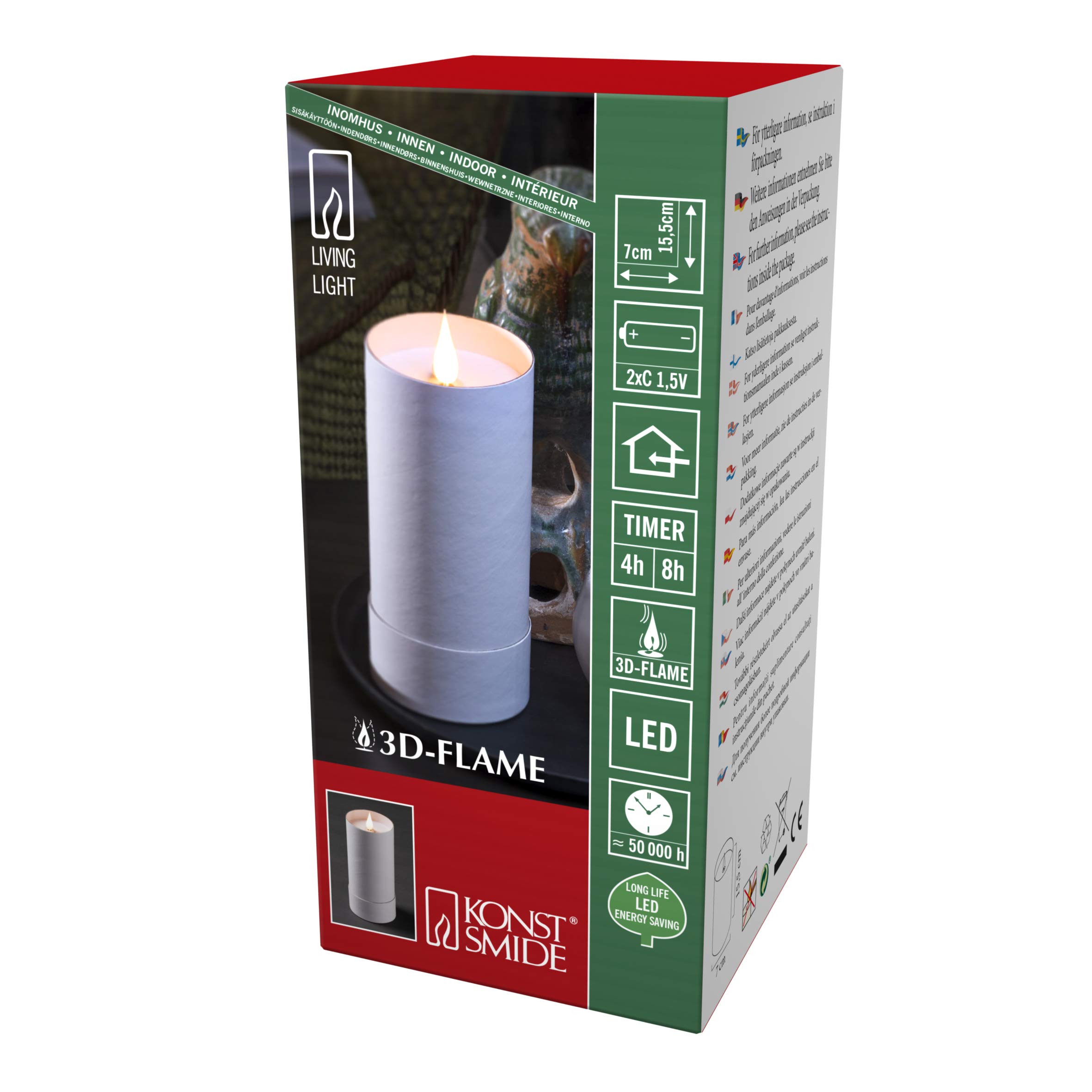 3D Candles in The Cylinder., Paper, White, 200 LEDs 1.5volts