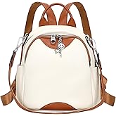 ALTOSY Soft Genuine Leather Backpack for Women Small Convertible Backpack Purse Shoulder Bag for Ladies (S97 White/Brown)