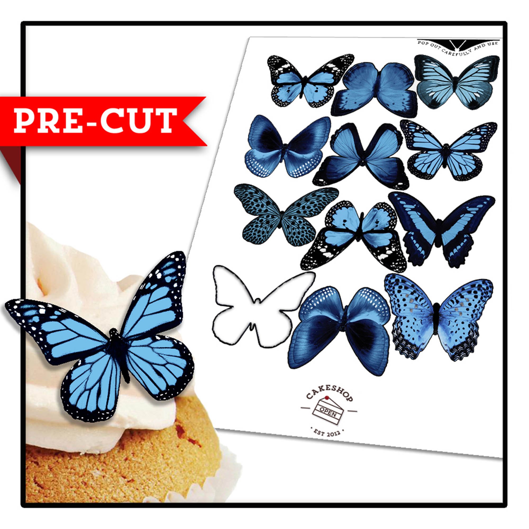 12 x PRECUT Purple Edible Butterfly Cake Toppers