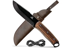 BeaverCraft Bushcraft Knife Full Tang Fixed Blade Camping Knife Survival Knife - Camp Knife Carbon Steel - Bush Knife with Sh