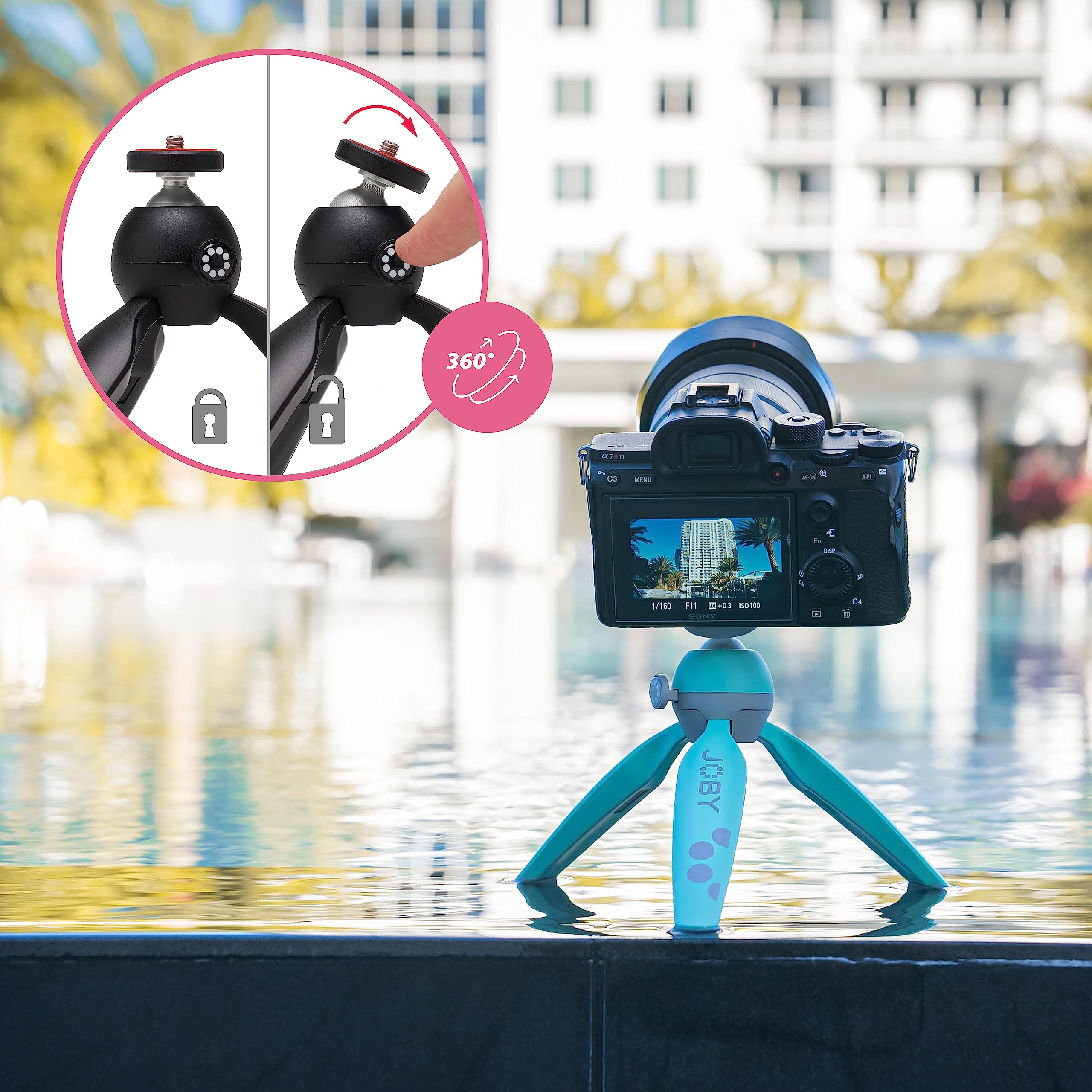 JOBY HandyPod 2 Kit, Table Top Tripod with GripTight 360 Phone Mount and Pin Joint Mount, Phone Tripod for Smartphones, Action Cam and Mirrorless Cameras or Devices up to 1.0Kg (2.2lbs), Teal