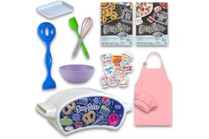4KAY COLLECTIONS Ultimate Easy Baking Oven Bundle For Kids With 19 Items - Oven, 2 Refill Mixes, Apron, Hat, Bowl, Spatula, Whisk, 9 Stickers, Baking Pan & Tool (Proud Pink Baker Bundle)