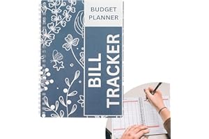 NOTEWELLS Bill Payment Tracker Notebook with Spiral Binding and Back Pocket – for Financial Tracking Home Finance & Monthly Bill Payment Organizer (Blue Blossom)
