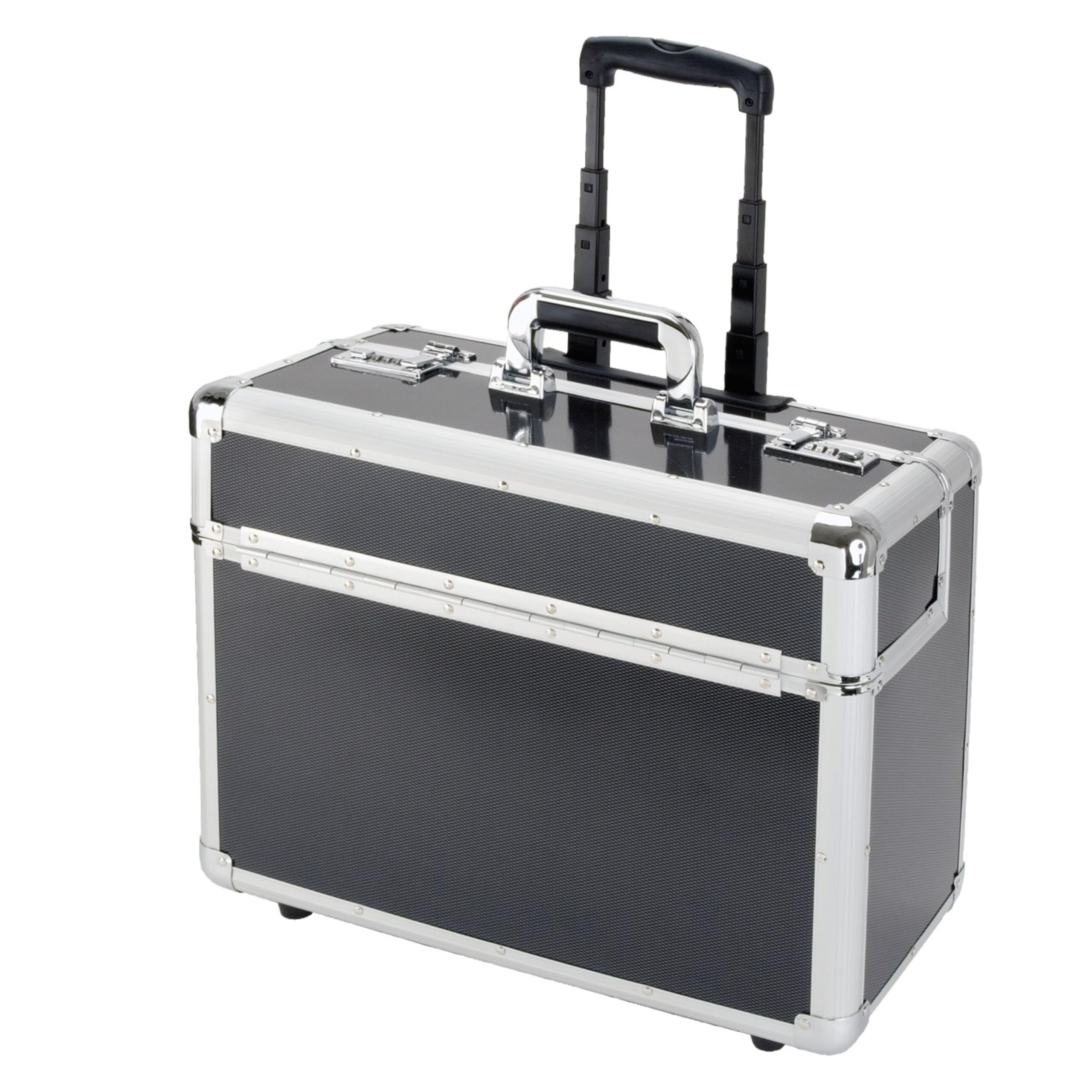 Alumaxx Trolley Pilot Case Laptop Compartment 2 Combination Locks Silver-Carbon Aluminium Ref 45129
