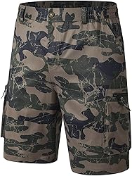 QPNGRP Men's 9" Inseam Stretch Waist Zipper Cargo