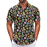 Aturmio Christmas Shirt for Men Short Sleeve Button Down Santa Claus Vacation Hawaiian Shirts