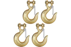 ZIQI 4 Pack Clevis Slip Hook 5/16 Inch Forged Steel G70 Safety Chain Hook with Safety Latch, Heavy Duty Grab Hook for Tow Winch Trailer, Rigging, Truck, 14000 Lb Capacity