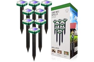Livin' Well Solar Sonic Pest Repeller Stakes - 8pk Outdoor Pest Repellent with 10,500 Feet Range, Solar Powered Animal Control, Rodent Repellent and Deterrent for Mole, Vole, Gopher