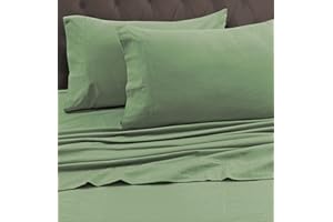 Tribeca Living King Luxury Solid Flannel Generous Size Flat Sheet, Green