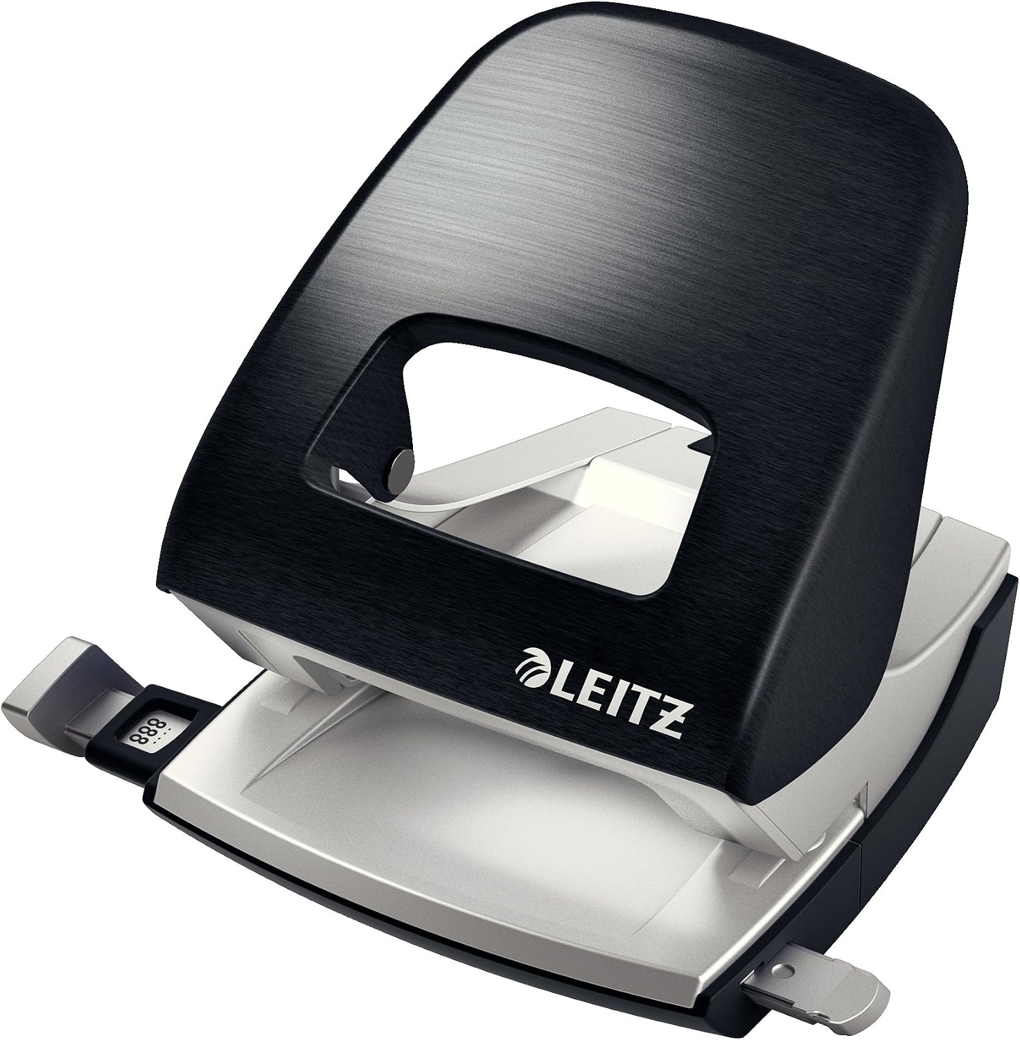 Leitz NeXXt Style Office Hole Punch for 30 Sheets Metal in Blister Packaging satin-Black, Satin Black