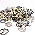 BIHRTC 100 Gram Mixed Color Antique Metal Steampunk Gears Charms Pendant Clock Watch Wheel Gear for Crafting, Jewelry Making Accessory (Assorted Color 1)