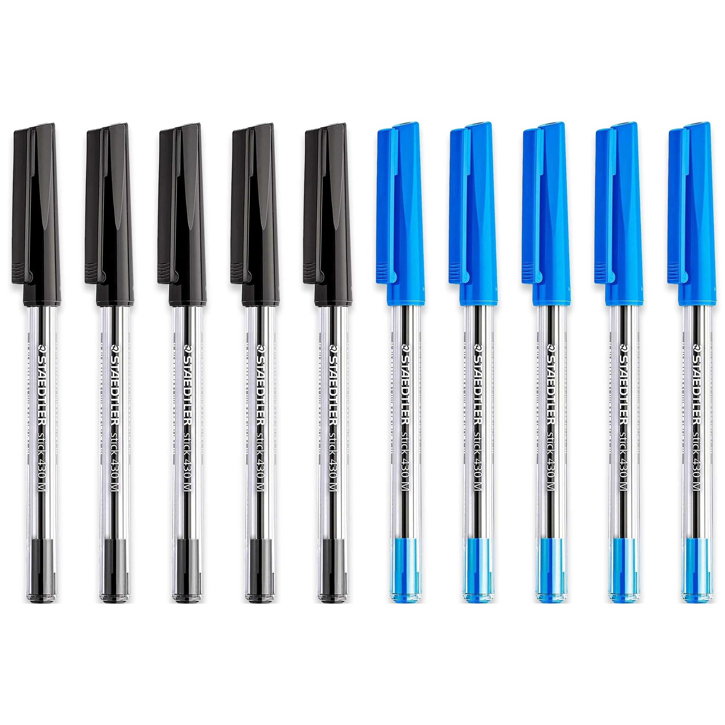STAEDTLER Medium 0.5mm 430 M Stick Ballpoint Pens Writing Pen Smooth Ink (Black/Blue)