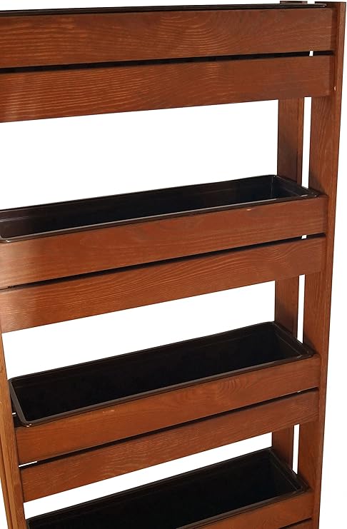 Soporte vertical de madera para plantas con 4 maceteros de ...