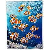 Ti Caldi Cute Clownfish Blanket, Soft Cozy Flannel Throw Blanket for Adults Kids Men Women, Lightweight Warm Fuzzy Blankets for Couch, Bed, Travel & Home Decor 60×50 in