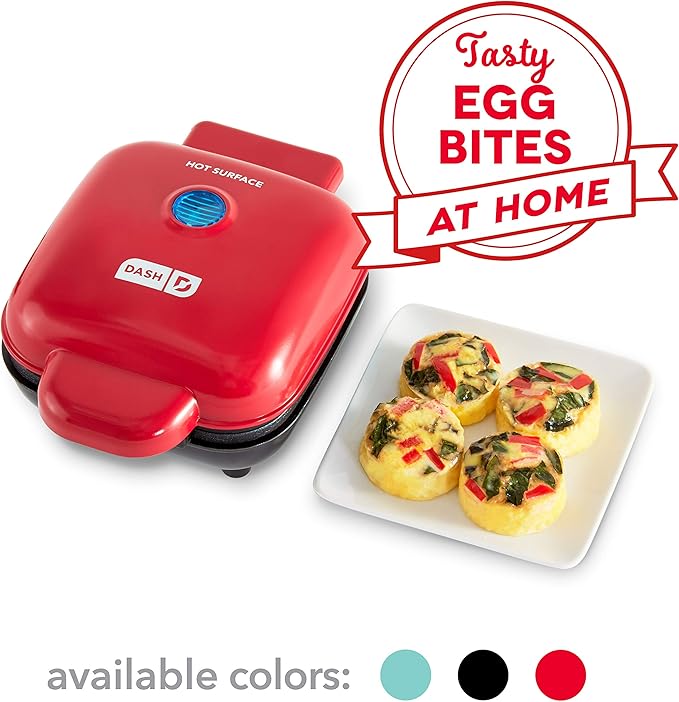 Dash DBBM450GBRD08 Deluxe Bite Maker Egg Cooker, 4 Single, Red Amazon