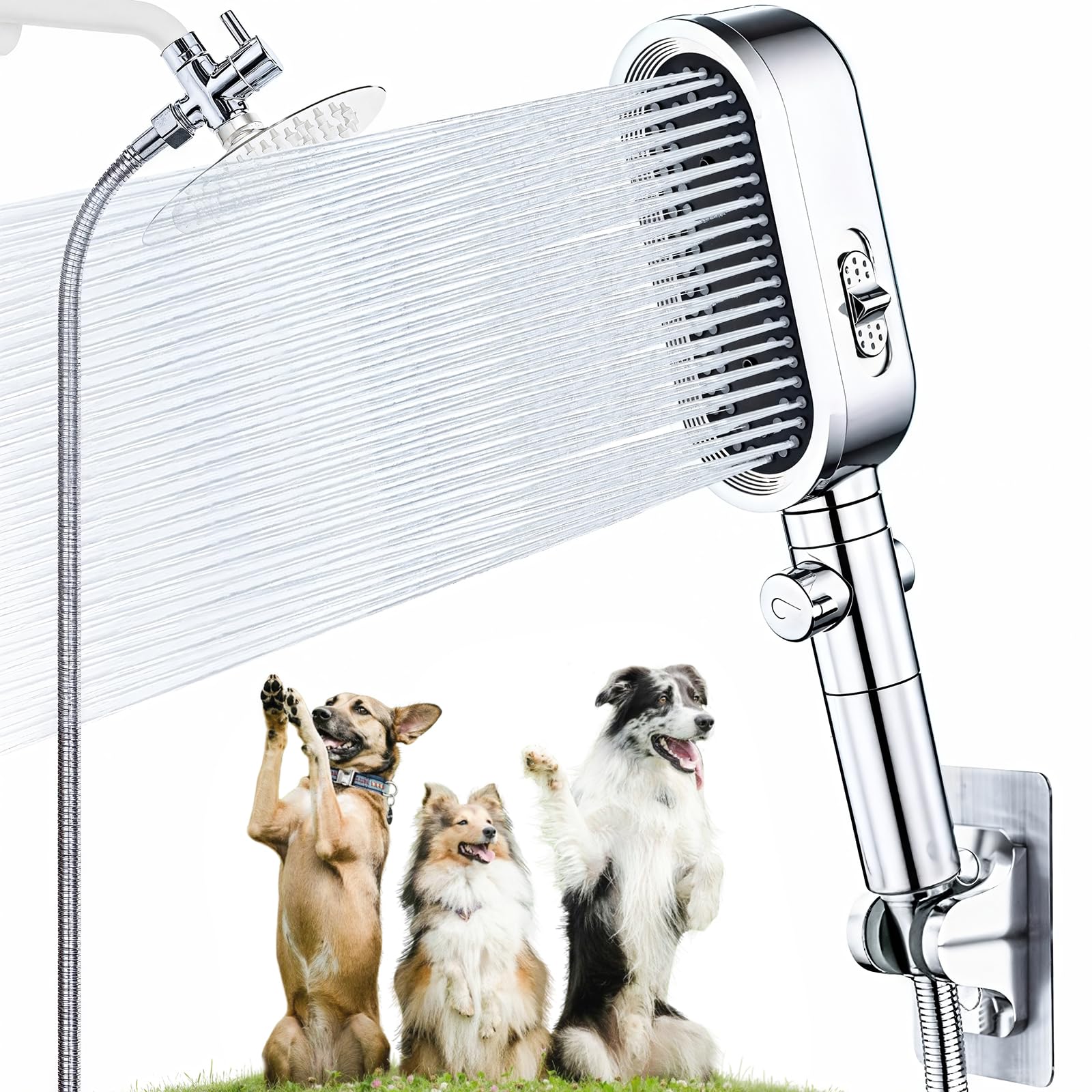 Photo 1 of Dog Shower Attachment for Pet Bath,Dog Washing Hose Attachment,Dog Wash Sprayer Kit Includes 3-Mode Dog Shower Handheld,118 Inches Stainless Steel Hose,G1/2" Metal Shower Diverter
