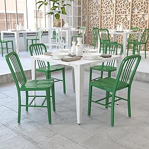 Flash Furniture Commercial Grade 2 Pack Green Metal Indoor-Outdoor Chair