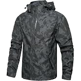 Hikevitang Men's Lightweight Waterproof Rain Jacket,Shell Hooded Outdoor Raincoat Hiking Windbreake jacket