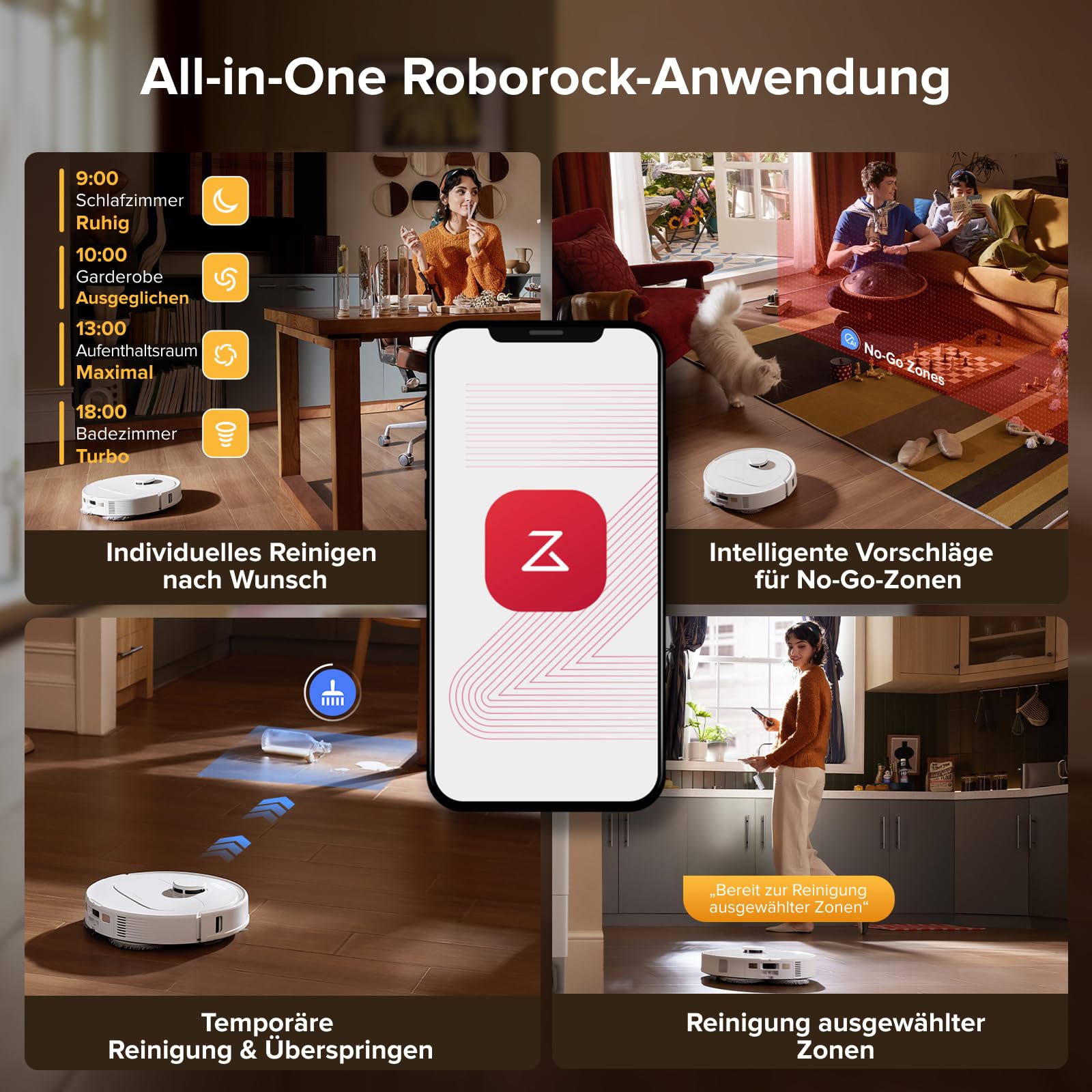 roborock QV 35S Saugroboter mit Wischfunktion, 10.000 Pa HyperForce Saugkraft, Anti-Tangle-Bürsten, Anhebbare Schleudermopps, Intelligente Hindernisvermeidung, Multifunktions-Dockingstation (Weiß)