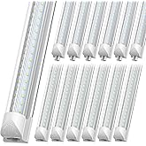 SHOPLED 8FT Shop Light 100W 15000LM 6500K | 12-Pack Linkable V-Shape Led Shop Light | Plug & Play T8 Tube Lights for Garage, Warehouse, Basement | Ultra Bright Energy-Saving Commercial Lighting ETL