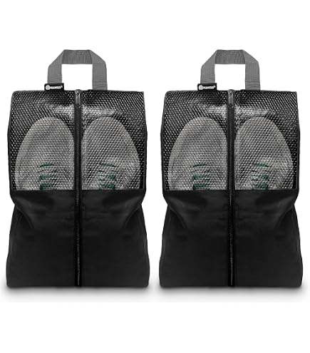MISSLO Lot De 4 Sacs à Chaussures De Voyage Nylon Fermeture Éclair - Noir - Taille 44