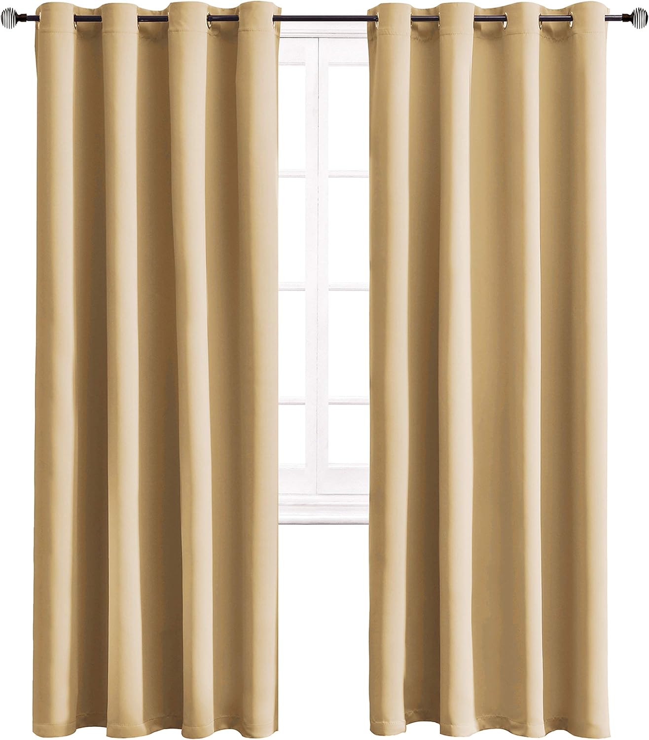 WONTEX Blackout Curtains Room Darkening Thermal Insulated with Grommet Window Curtain for Living Room, 52 x 84 inch, Beige, 2 Panels