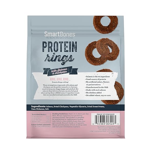 SMARTBONES PROTEIN RINGS WITH REAL SALMON AND CHICKPEAS, 5 OZ