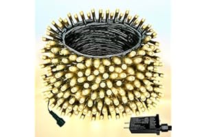 YIQU Upgraded 75.8 FT 200 LED Christmas String Lights Outdoor/Indoor, Timer & Memory Function & 8 Modes, Extendable Green Wire Waterproof Fairy String Lights for Xmas Tree Holiday Party Garden (Warm White)