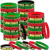 durony 48 Pieces Juneteenth Silicone Wristband Bracelets Happy Juneteenth Rubber Bracelets Freedom Day Patriotic Party Supplies for African Freedom Day Holiday Decorations Gifts