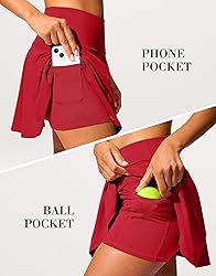 SANTINY 14" Tennis Skirt Golf Skorts with Pockets