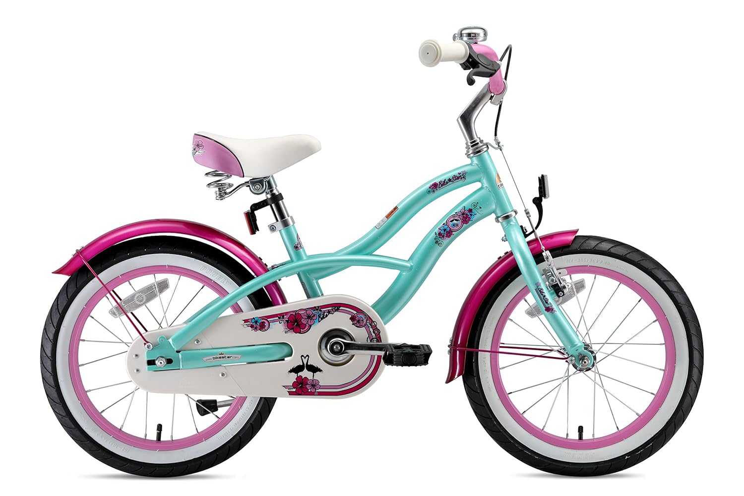 4歳のお子さま向き B071nxg6zc サイドスタンドとアクセサリー付き Bikestar オリジナルプレミアム安全子供用スポーツバイク 女児用16インチクルーザーエディション グラマーミントとピンク 子ども用自転車 最安挑戦 Rumble Media