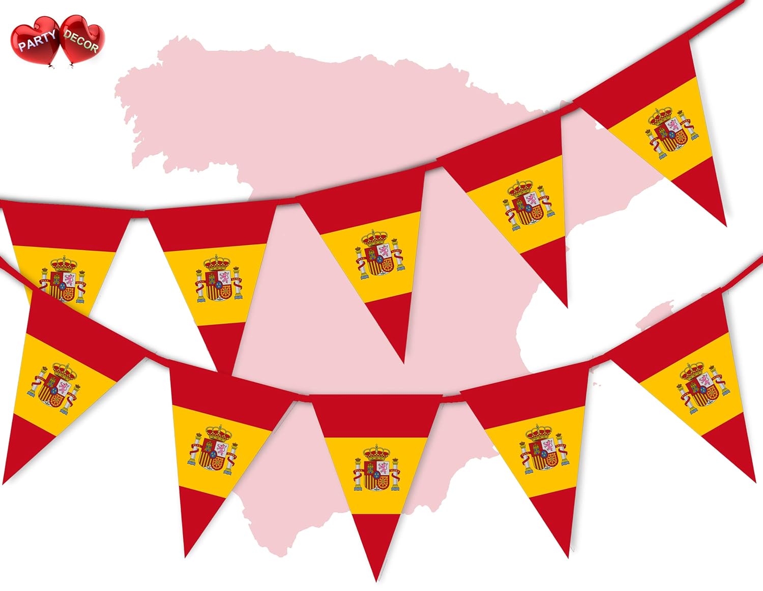 Party Decor Spain Full Flag Patriotic Spanish Themed Bunting