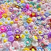 TBFYS 400PCS Flatback Resin Flower Charms Beads for Crafts,Mini Cabochon Charms Mixed Colors Flower Resin Slime Charms Bulk for Nail Art Scrapbooking Decor