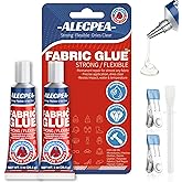 ALECPEA Fabric Glue Permanent, 2 X 29.5G, for Clothing Repairs and Patches | A Clear No-Sew Repair Option For Denim, Felt And Fabric Crafts, With Tools For Holding And Spreading