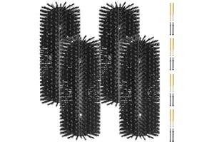 Sayutie Livestock Scratch Brush Kit, Black, 4 Count Plastic Brush for Goat, Cattle, Cow, Sheep, Horses, Pigs and Other Livestock Animal Back Scratching, Includes 16 Screws for Easy Installation