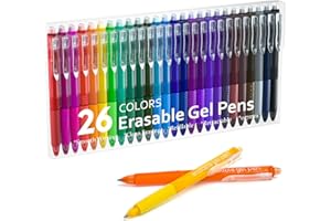 Lineon Erasable Gel Pens, 26 Colors Retractable Erasable Pens Clicker, Fine Point, Make Mistakes Disappear, Assorted Color Inks for Drawing Writing Planner and Crossword Puzzles