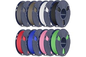 SUNLU 3D Printer Filament Bundle Muticolor, PLA Filament 1.75mm Matte, Neatly Wound Filament, Smooth Matte Finish, 2kg in Total, 0.25kg Spool, 8 Packs, Black+White+Grey+Clay+Green+Pink+Blue+Red