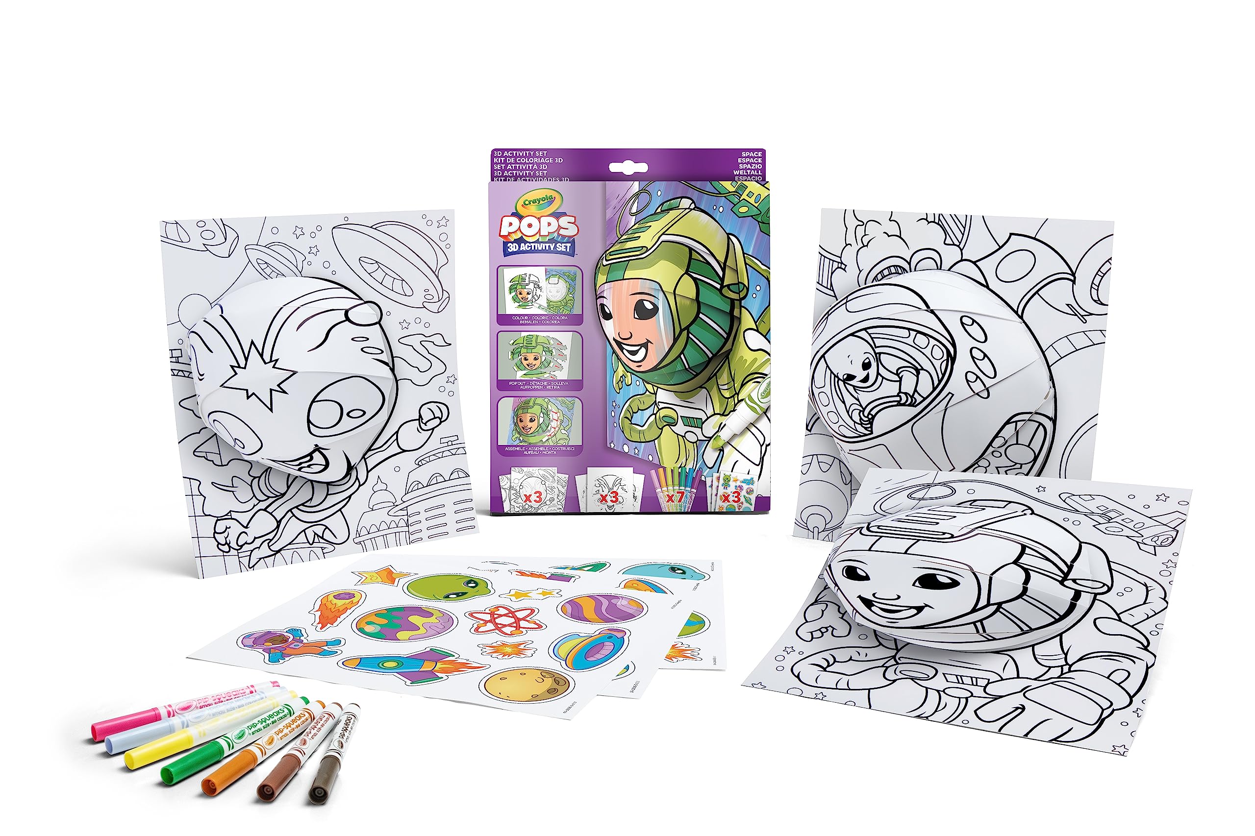 CRAYOLA POPS 04-2806 3D Activity Set for Colouring and Creating 3D Drawings, Creative Activities and Gifts for Children, Space Theme from 6 Years