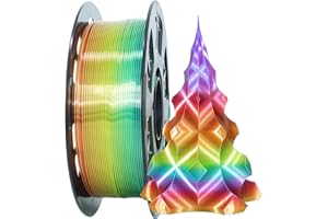 1.75mm 1Kg Silk Shiny PLA Most Basic Popular Multicolored Fast Color Change Rainbow 3D Printing Filament, Color Change Gradually Random Quickly, 2.2lbs 3D Printing Material by MIKA3D