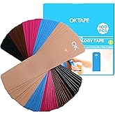 OK TAPE 100Pcs Precut Kinesiology Tape Strips, Elastic Athletic Tape for Joints Support & Muscle Pain Relief, Waterproof, Kinetic Tape for Shoulder, Knee, Ankle (5 Colors, 2 inch x 10 inch)