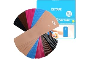 OK TAPE 100Pcs Precut Kinesiology Tape Strips, Elastic Athletic Tape for Joints Support & Muscle Pain Relief, Waterproof, Kin