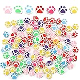 100PCS Paw Print Beads for Bracelets DIY Jewelry Making, Animal Dog Paw Shape Beads, New Mixed Color, Large Lot Polymer Clay Spacer Charms Supplies for Earring Necklace (Multi-Color)