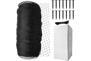 XMdeliverReach Koi Fish Pond Netting Shield 14ft x 14ft, Black Heavy Duty Pool Leaf net Cover, Protects Garden Pond from Heron, Birds,Cats & Predators Away, Durable & Stakes Included (Black)