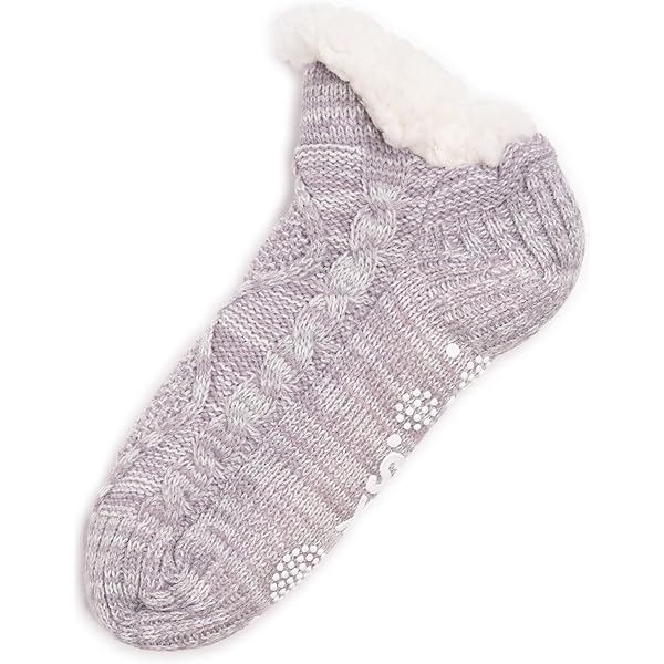MUK LUKS Women's Pieced Cozy Cabin Socks with Non-Skid Soles