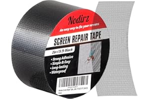 Nodirz Window Screen Repair Tape, 2 in X 15 FT (180IN) Screen Repair Kit for Windows or Doors, Strong Adhesive Screen Patch Repair Kit Mesh Repair (Black, 15 FT)
