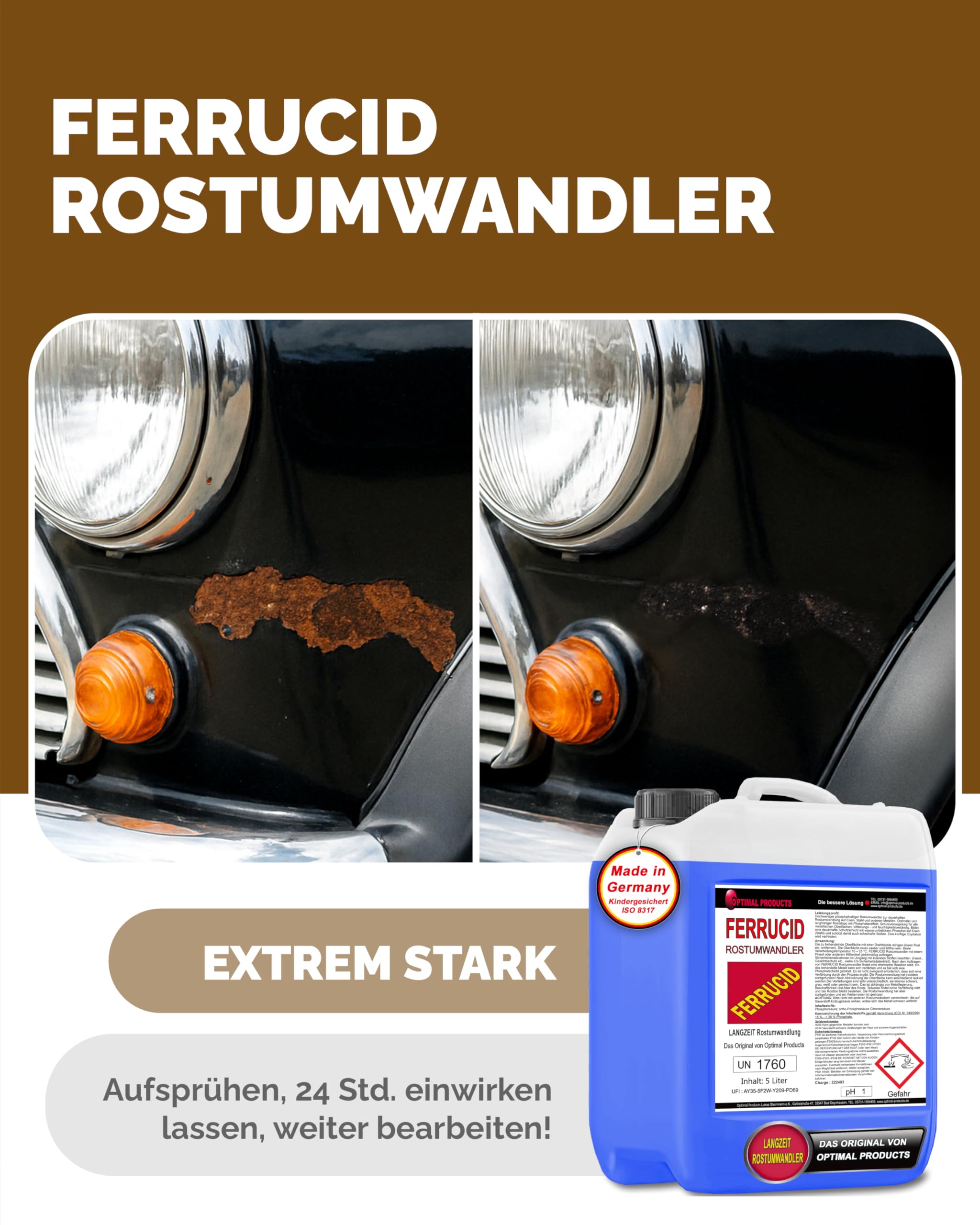 Optimal Products Rostumwandler 5l - Rostentferner und Rostschutz mit Phosphatiereffekt - Anwendbar auf allen metallischen Flächen - Sprühbar 3