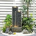 SERBILHOME Garden Fountains Outdoor Water Fountain Modern Waterfall Fountain Indoor Floor Standing with Led Lights Pump 35.43'' for Small Porch Home, Deck, Garden Art Décor