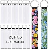 Anpuimult 20 Pcs sublimation wristlet blanks Keychain Bulk White Neoprene sublimation keychain blanks Products DIY for Women