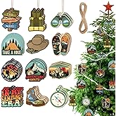 Vercraft 36 Pcs Hiking Ornaments for Christmas Tree - Double-Sided Printing Wooden Outdoorsy Nature Mountain Adventure Backpacking Gifts 2025 for Hikers Campers Men Women